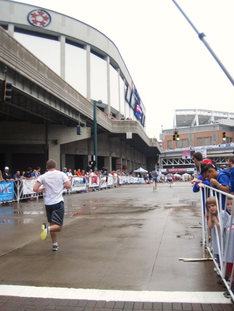 Nick finishing his race